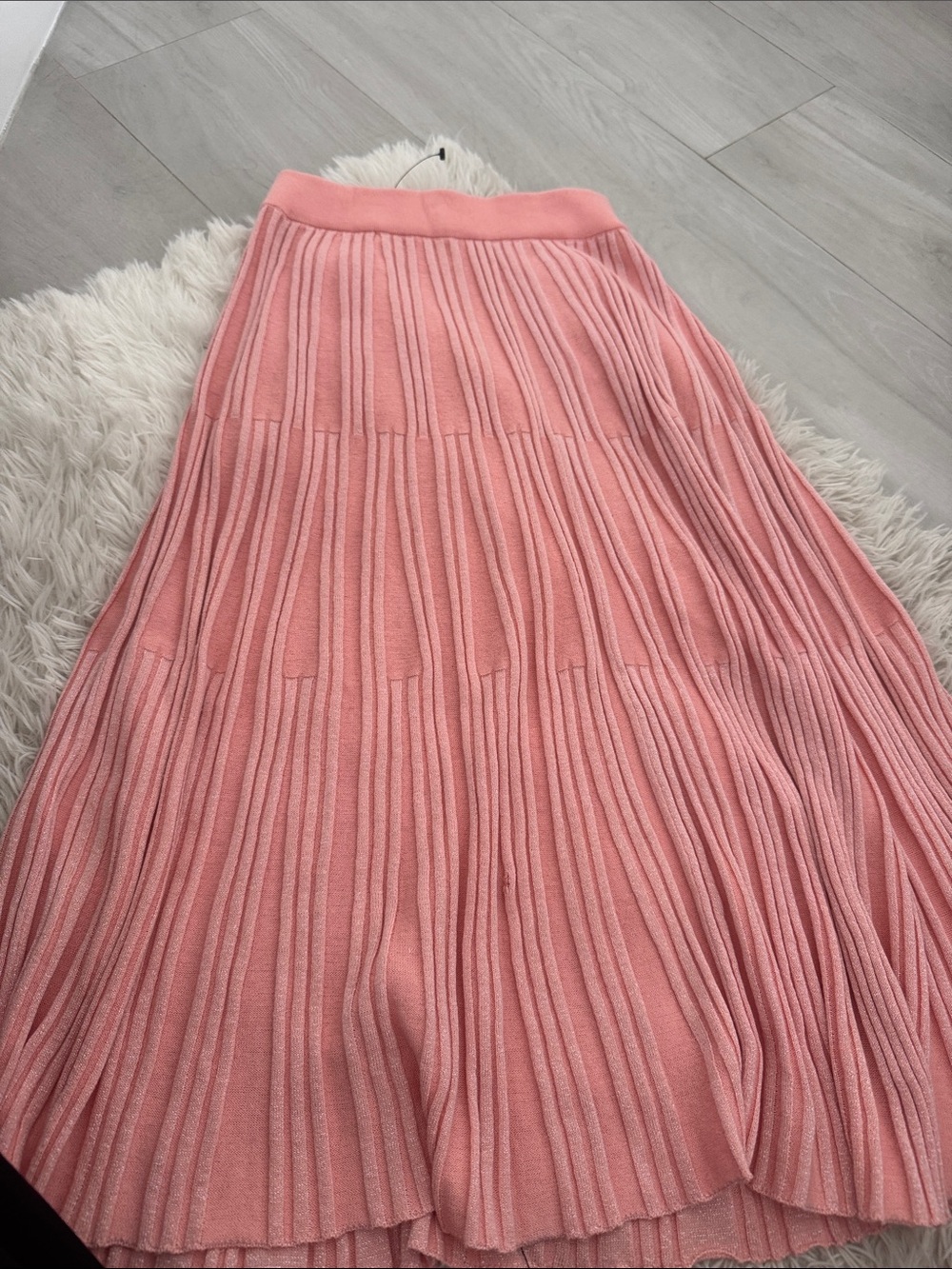 Kenzo Blush Pleated Midi Skirt